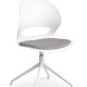 Linea spisebordsstol, med svingfunksjon og gr stoffpute - hvit PVC og hvitt metall