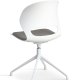 Linea spisebordsstol, med svingfunksjon og gr stoffpute - hvit PVC og hvitt metall