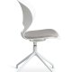 Linea spisebordsstol, med svingfunksjon og gr stoffpute - hvit PVC og hvitt metall