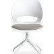 Linea spisebordsstol, med svingfunksjon og gr stoffpute - hvit PVC og hvitt metall