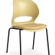 Esszimmerstuhl Linea, mit senfgelbem Stoffkissen – senfgelbes PVC und schwarzes Metall