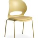 Esszimmerstuhl Linea, mit senfgelbem Stoffkissen – senfgelbes PVC und senfgelbes Metall