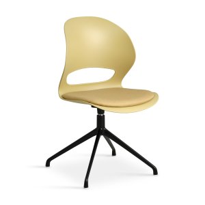 Linea spisebordsstol, m. drejefunktion og sennepsgul stofhynde - sennepsgul PVC og sort metal
