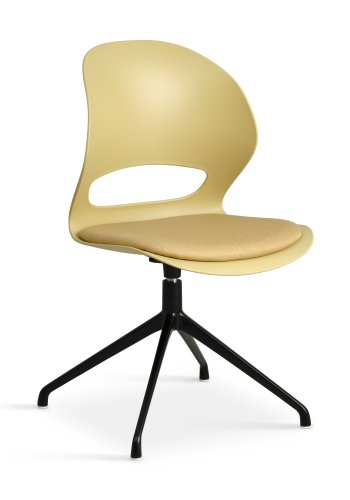 Linea spisebordsstol, med dreiefunksjon og sennepsgul stoffpute - sennepsgul PVC og sort metall