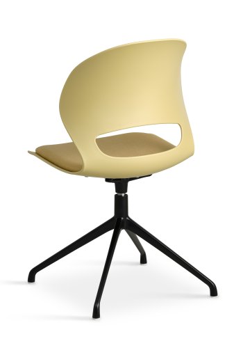 Linea spisebordsstol, med dreiefunksjon og sennepsgul stoffpute - sennepsgul PVC og sort metall