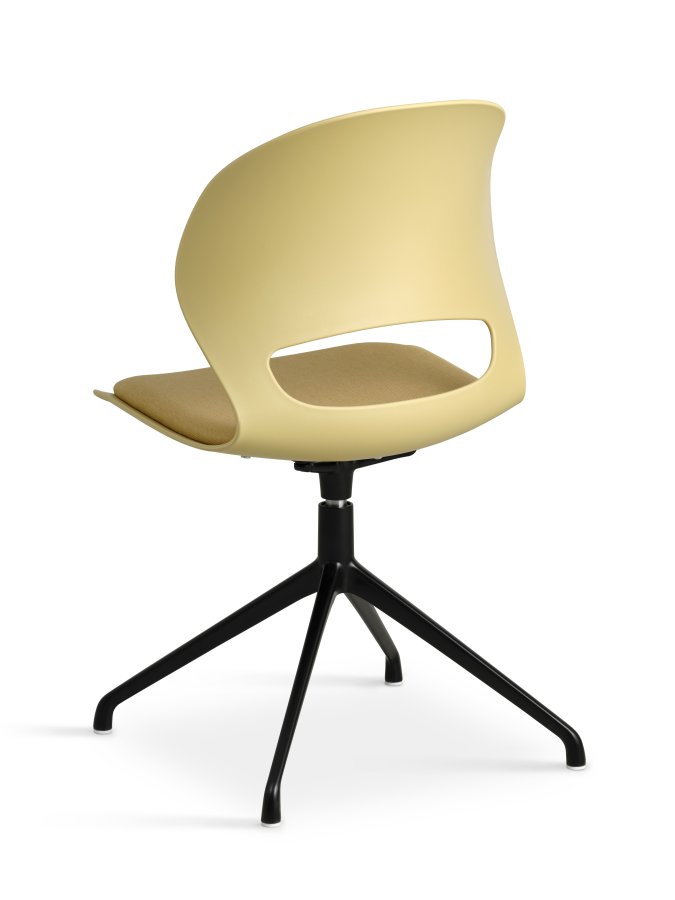 Linea spisebordsstol, med dreiefunksjon og sennepsgul stoffpute - sennepsgul PVC og sort metall