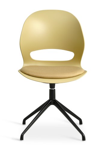 Linea spisebordsstol, med dreiefunksjon og sennepsgul stoffpute - sennepsgul PVC og sort metall