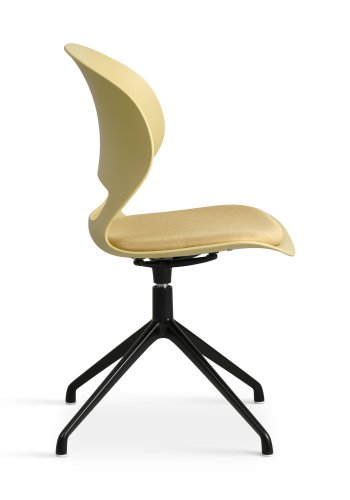 Linea spisebordsstol, med dreiefunksjon og sennepsgul stoffpute - sennepsgul PVC og sort metall