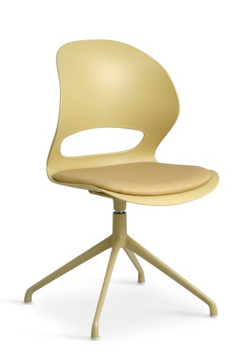 Linea spisebordsstol, med dreiefunksjon og sennepsgul stoffpute - sennepsgul PVC og sennepsgul metall