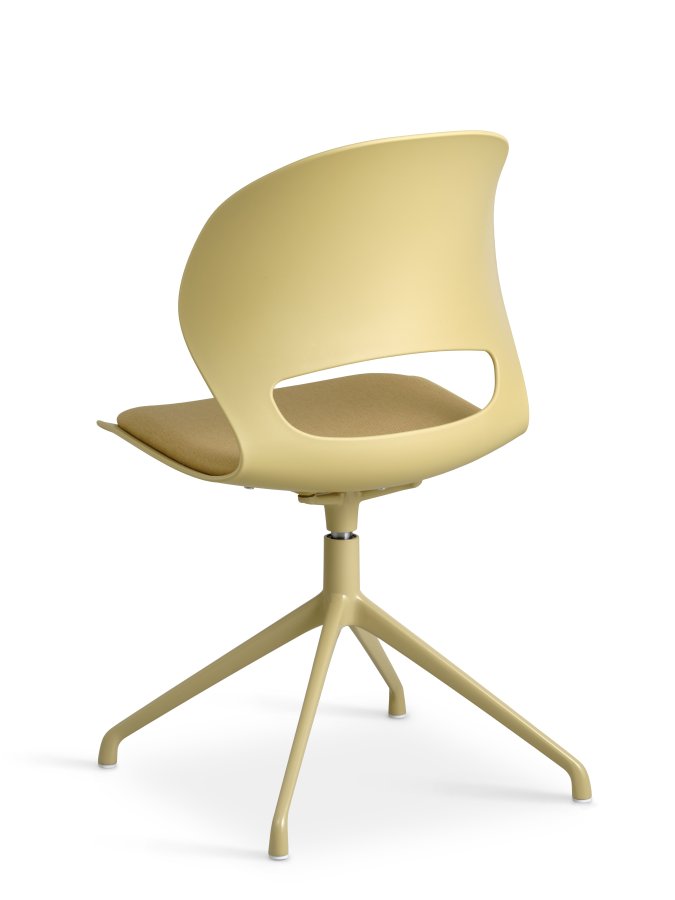 Linea spisebordsstol, med dreiefunksjon og sennepsgul stoffpute - sennepsgul PVC og sennepsgul metall