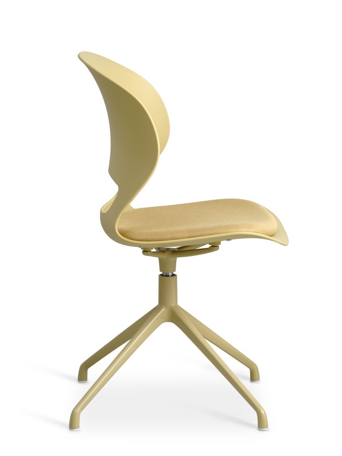 Linea spisebordsstol, med dreiefunksjon og sennepsgul stoffpute - sennepsgul PVC og sennepsgul metall