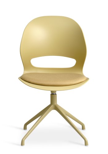 Linea spisebordsstol, med dreiefunksjon og sennepsgul stoffpute - sennepsgul PVC og sennepsgul metall