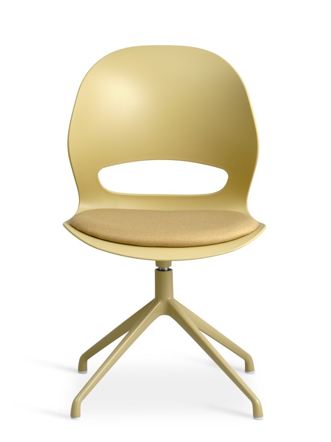 Linea spisebordsstol, med dreiefunksjon og sennepsgul stoffpute - sennepsgul PVC og sennepsgul metall