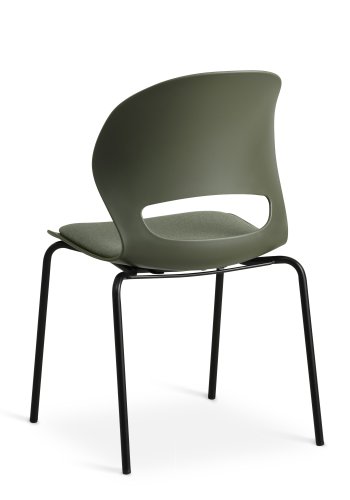 Linea spisebordsstol, med oliven stoffpute - oliven PVC og sort metall