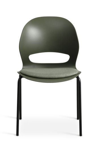 Linea spisebordsstol, med oliven stoffpute - oliven PVC og sort metall