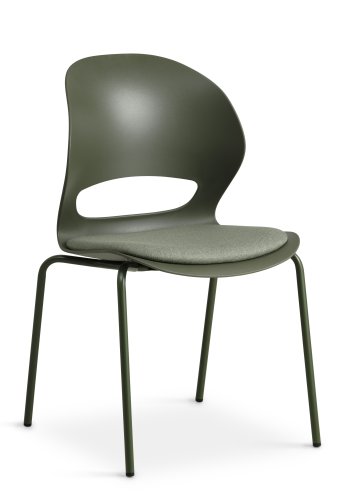 Linea spisebordsstol, med oliven stoff pute - oliven PVC og oliven metall