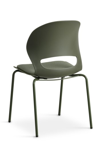 Linea spisebordsstol, med oliven stoff pute - oliven PVC og oliven metall