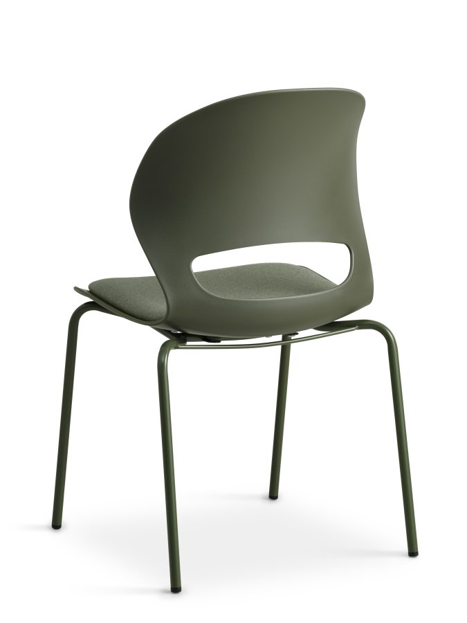 Linea spisebordsstol, med oliven stoff pute - oliven PVC og oliven metall