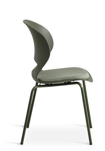 Linea spisebordsstol, med oliven stoff pute - oliven PVC og oliven metall
