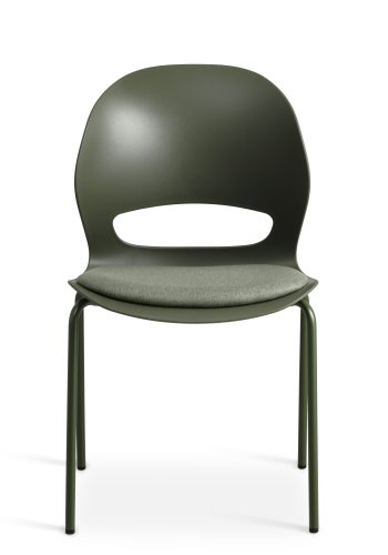 Linea spisebordsstol, med oliven stoff pute - oliven PVC og oliven metall