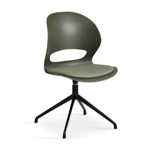 Linea spisebordsstol, m. drejefunktion og oliven stofhynde - oliven PVC og sort metal