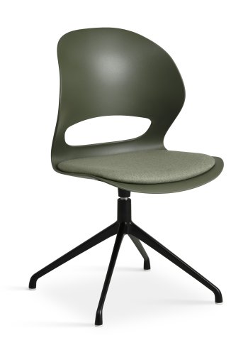 Linea spisebordsstol, med dreiefunksjon og oliven stoffpute - oliven PVC og sort metall
