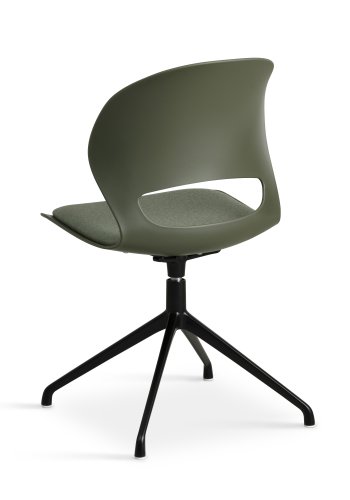 Linea spisebordsstol, med dreiefunksjon og oliven stoffpute - oliven PVC og sort metall