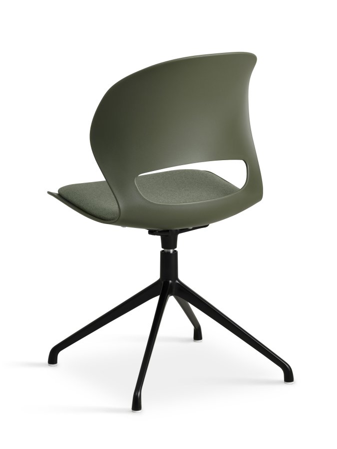 Linea spisebordsstol, med dreiefunksjon og oliven stoffpute - oliven PVC og sort metall