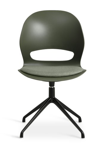 Linea spisebordsstol, med dreiefunksjon og oliven stoffpute - oliven PVC og sort metall