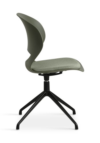 Linea spisebordsstol, med dreiefunksjon og oliven stoffpute - oliven PVC og sort metall