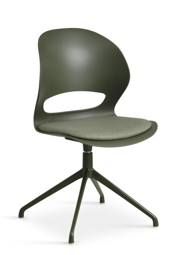 Linea spisebordsstol, med dreiefunksjon og pute i olivenstoff - oliven PVC og olivenmetall