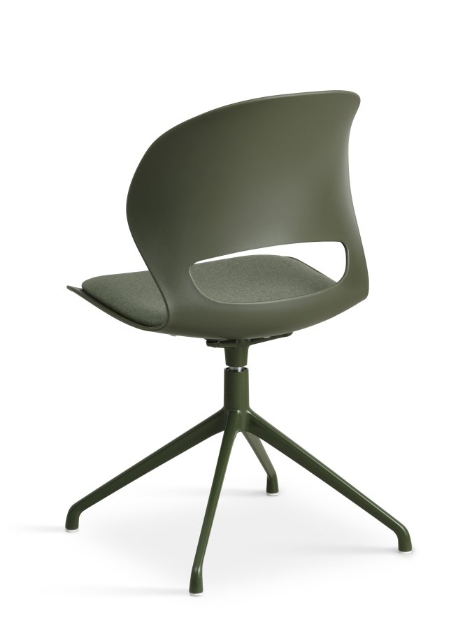 Linea spisebordsstol, med dreiefunksjon og pute i olivenstoff - oliven PVC og olivenmetall