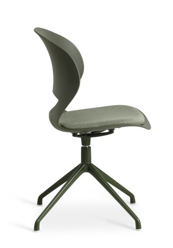 Linea spisebordsstol, med dreiefunksjon og pute i olivenstoff - oliven PVC og olivenmetall