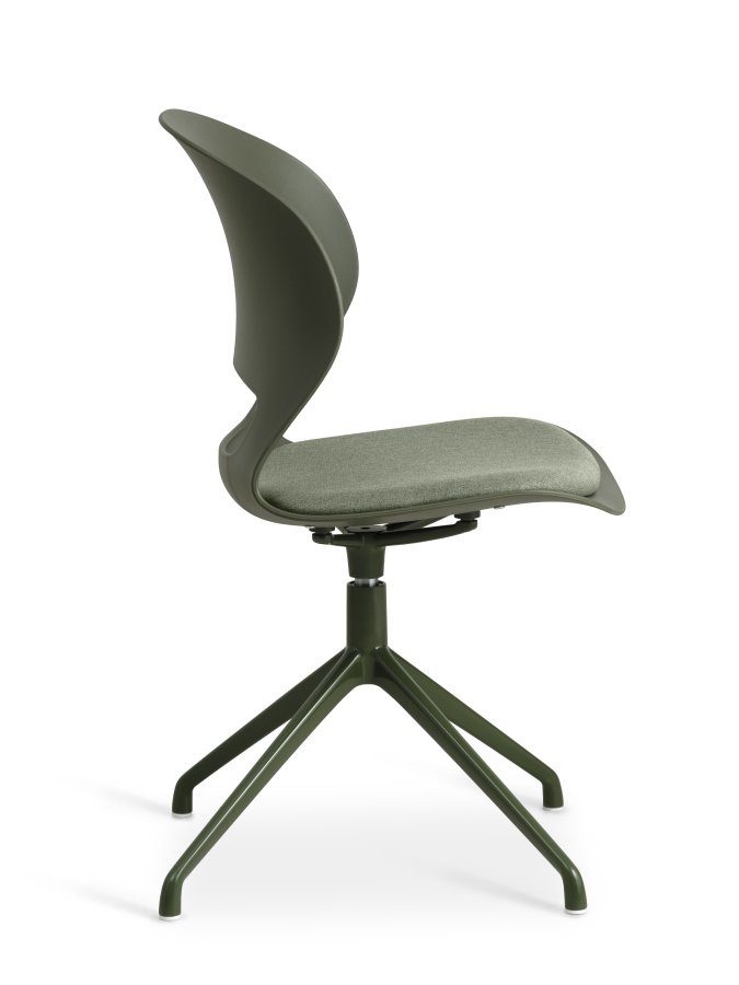 Linea spisebordsstol, med dreiefunksjon og pute i olivenstoff - oliven PVC og olivenmetall