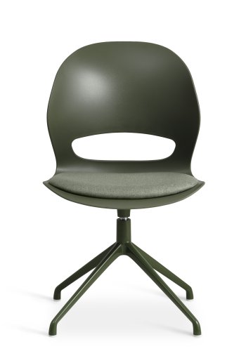 Linea spisebordsstol, med dreiefunksjon og pute i olivenstoff - oliven PVC og olivenmetall