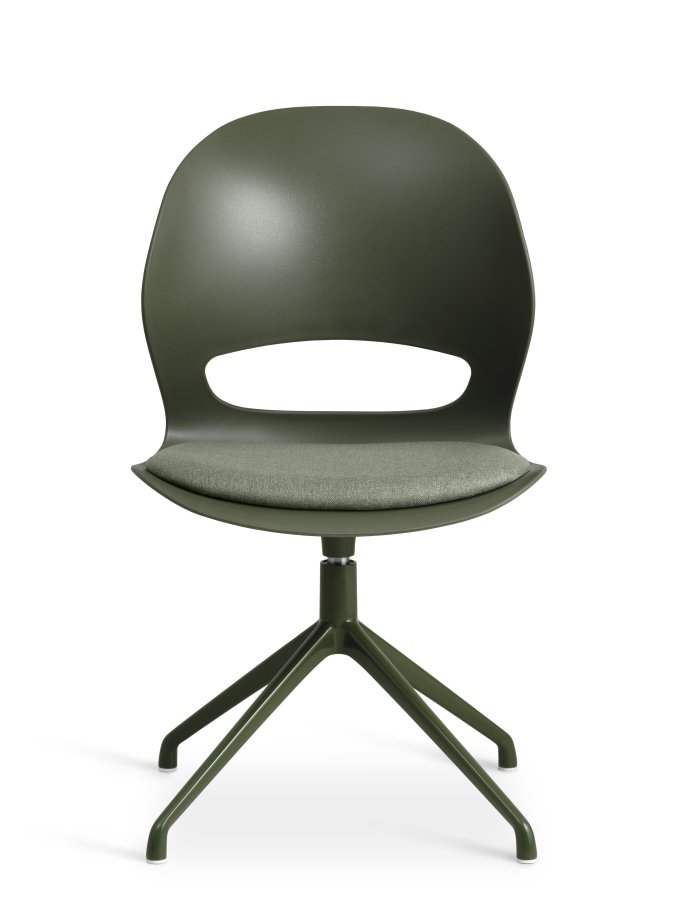 Linea spisebordsstol, med dreiefunksjon og pute i olivenstoff - oliven PVC og olivenmetall