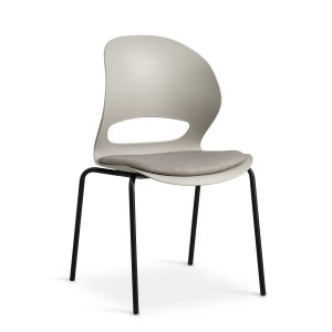 Linea spisebordsstol, m. stone stofhynde - stone PVC og sort metal