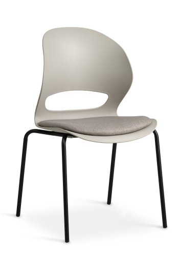 Linea spisebordsstol, med pute i steinstoff - stein PVC og sort metall