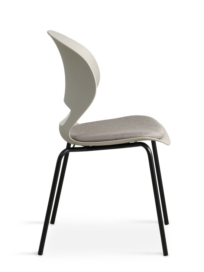 Linea spisebordsstol, med pute i steinstoff - stein PVC og sort metall