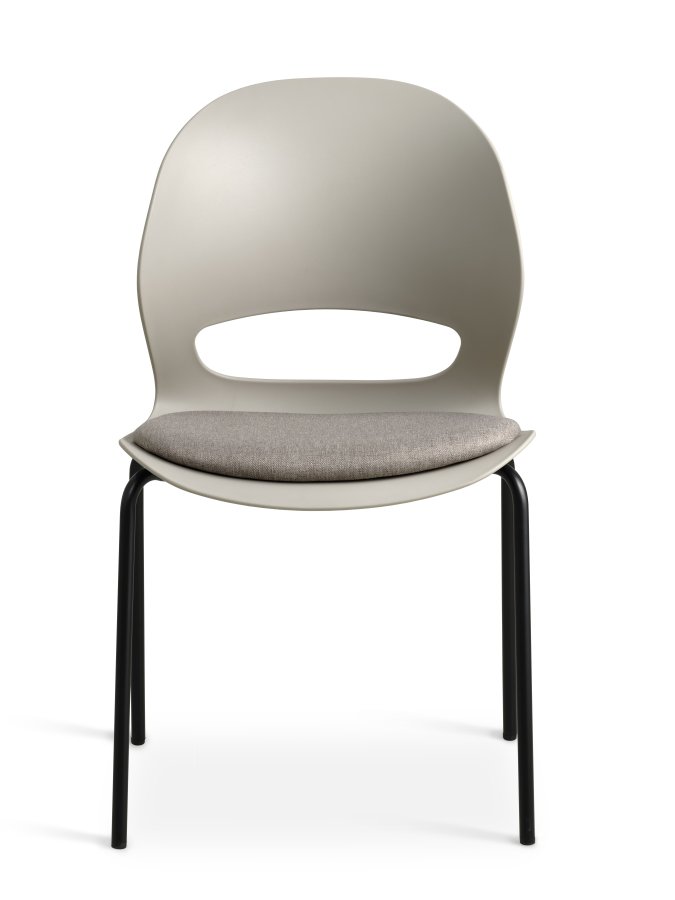 Linea spisebordsstol, med pute i steinstoff - stein PVC og sort metall