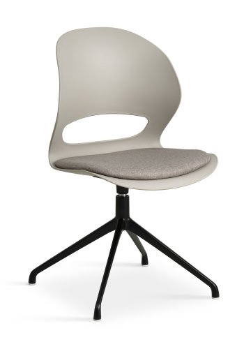 Linea spisebordsstol, med svingfunksjon og pute i steinstoff - stein PVC og sort metall