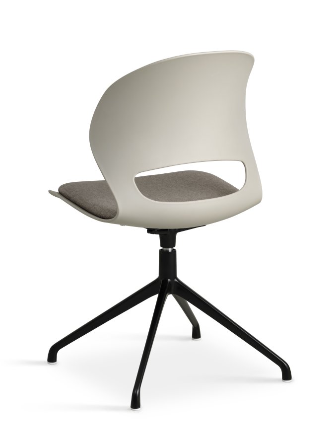 Linea spisebordsstol, med svingfunksjon og pute i steinstoff - stein PVC og sort metall