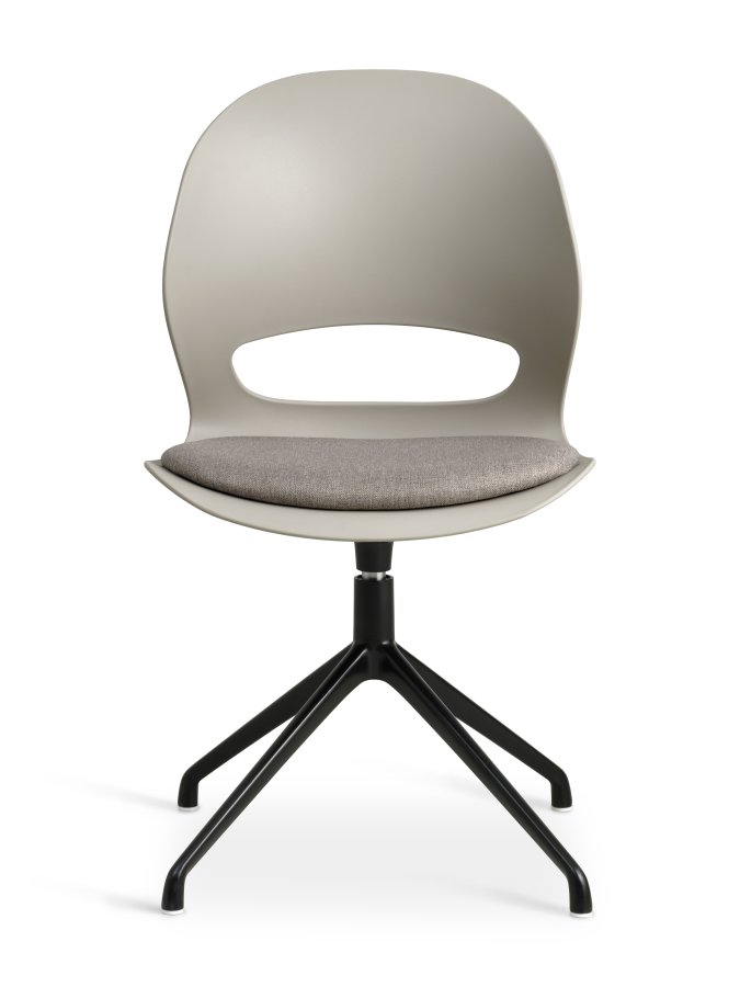 Linea spisebordsstol, med svingfunksjon og pute i steinstoff - stein PVC og sort metall
