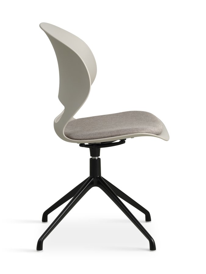 Linea spisebordsstol, med svingfunksjon og pute i steinstoff - stein PVC og sort metall