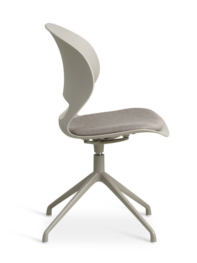 Linea spisebordsstol, med dreiefunksjon og pute i steinstoff - stein PVC og steinmetall