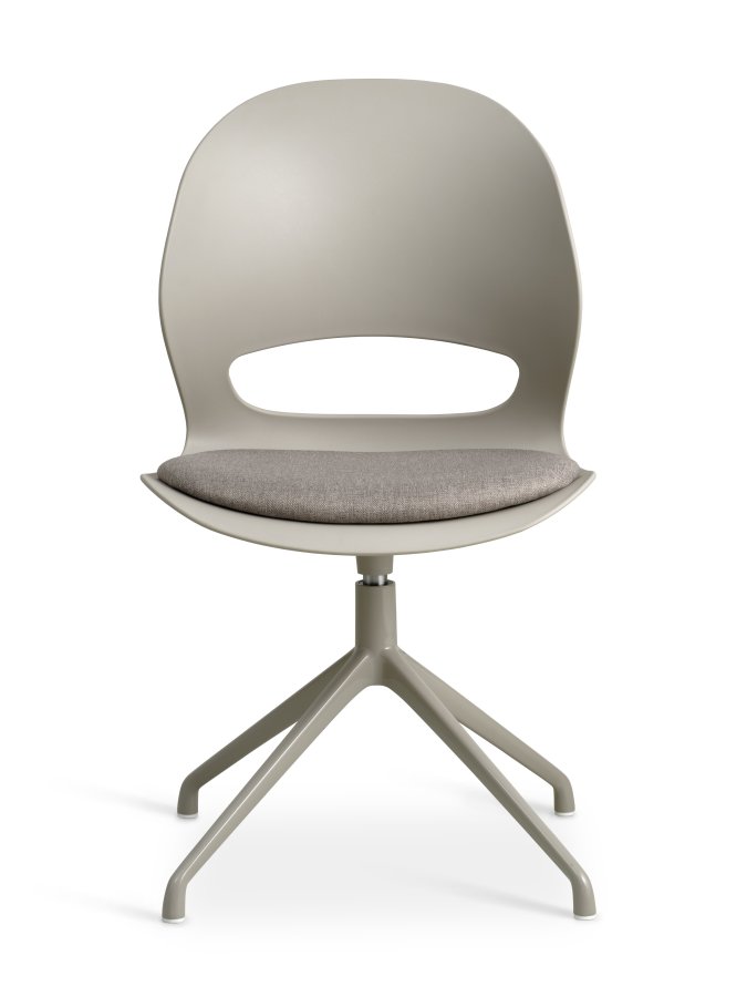 Linea spisebordsstol, med dreiefunksjon og pute i steinstoff - stein PVC og steinmetall
