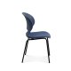 Esszimmerstuhl Linea, mit Kissen aus jeansblauem Stoff – jeansblaues PVC und schwarzes Metall
