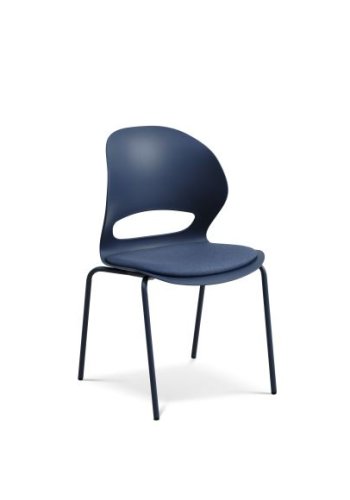 Linea spisestuestol, med pute - denimbl polypropylen og denimbltt metall