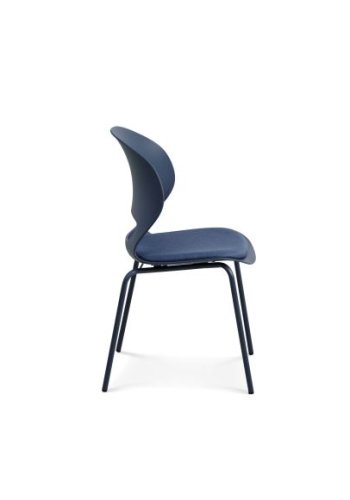 Linea spisestuestol, med pute - denimbl polypropylen og denimbltt metall