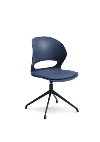 Linea spisestuestol, med pute, svingfunksjon, retursving - denimbl polypropylen og denimbltt metall